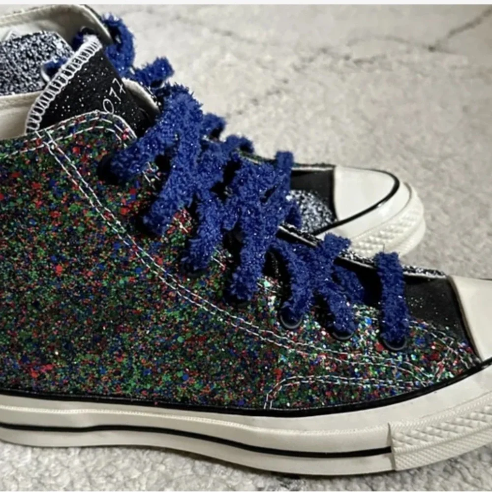 CONVERSE + J.W ANDERSON CHUCK TAYLOR ALLSTARS GLITTER‎ HIGH TRAINERS SZ M9 W11